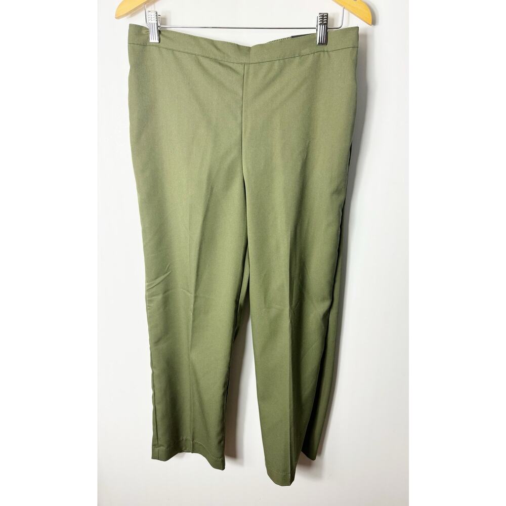 Alfred Dunner Womens Classic Fit Pant Olive Green Elastic Waist 12